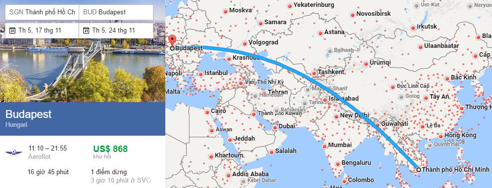 Tham khảo hành trình bay từ TP HCM đến Budapest