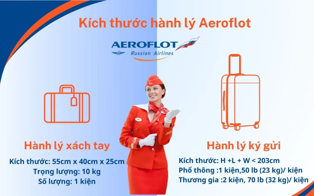 Kích thước hành lý Aeroflot