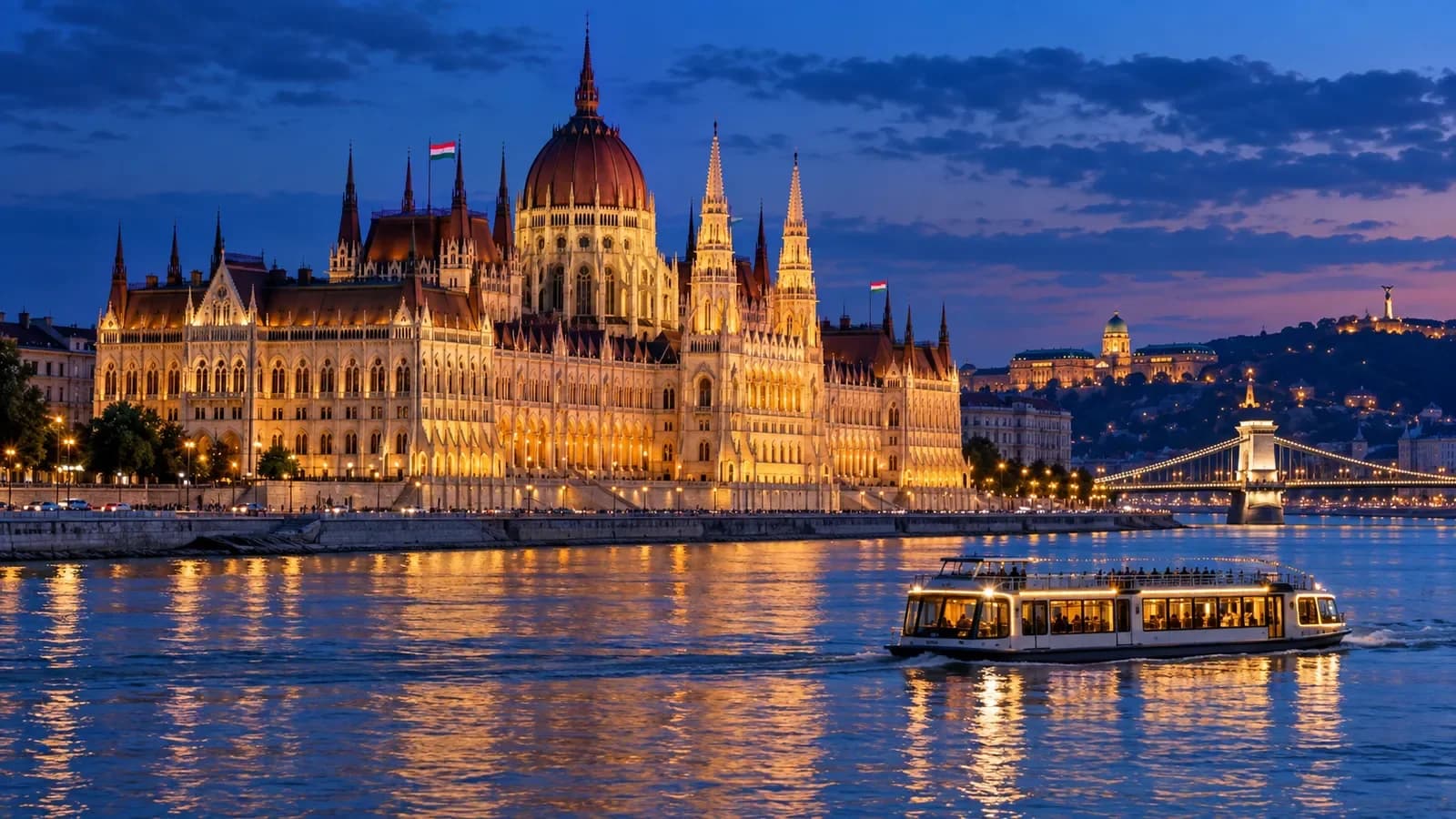 Ảnh minh họa bờ sông Danube ở Budapest tại Budapest, Hungary
